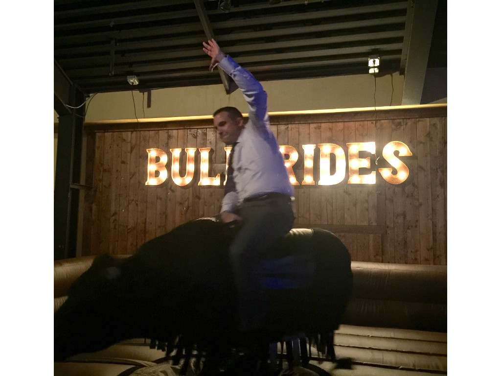 David West will do anything to make the sale...including the mechanical bull!